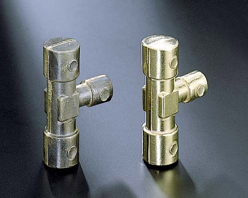 Brass angle valve sleeves before and after polishing